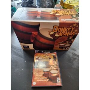 Donkey Konga DK Bongos Controller Nintendo‎ Gamecube CIB Complete w/ Game